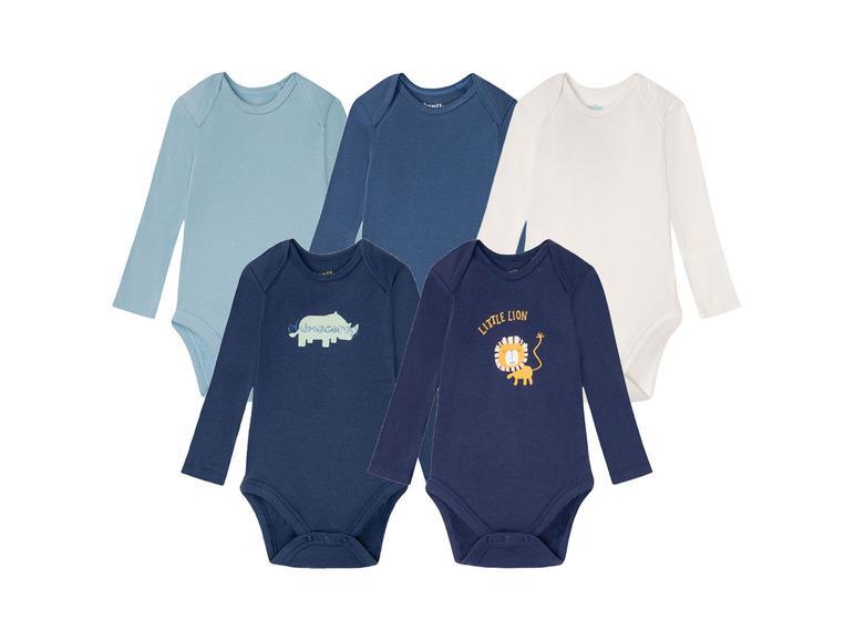 Ga naar volledige schermweergave: lupilu® Set van 5 biokatoenen body's met lange mouwen - afbeelding 2