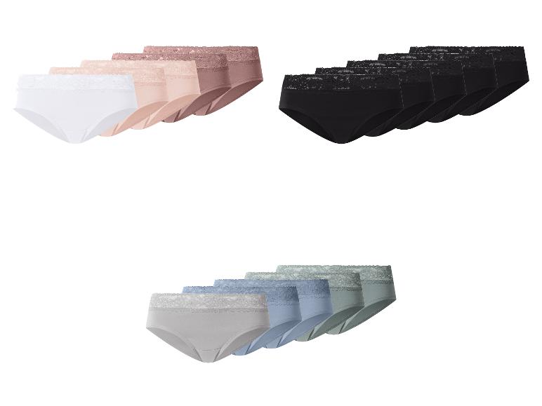 Zes-pack kanten damesonderbroeken in wit, beige, zwart, grijs, blauw en groen.