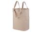 Sac en toile beige, grand et robuste, idéal pour le shopping ou le rangement.