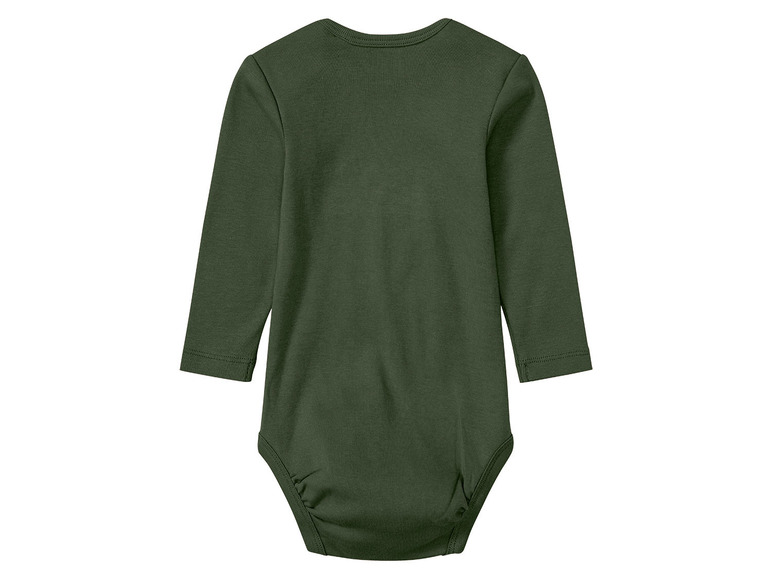 Un body bébé à manches longues de couleur vert foncé.