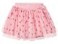 Roze kinder tule rok met aardbeienpatroon.