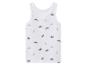 Débardeur blanc pour enfant avec motifs de dinosaures verts.
