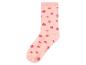 Chaussette rose à fleurs rouges et taille 35-38.