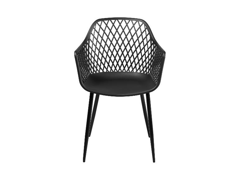 Chaise noire avec dossier ajouré et accoudoirs