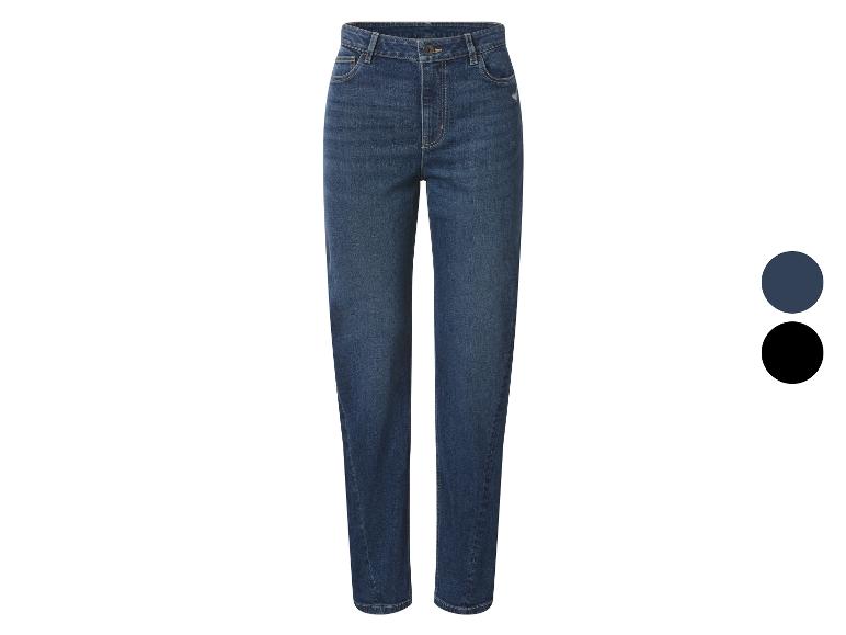 Jean bleu foncé coupe droite avec deux échantillons de couleur : bleu foncé et noir.