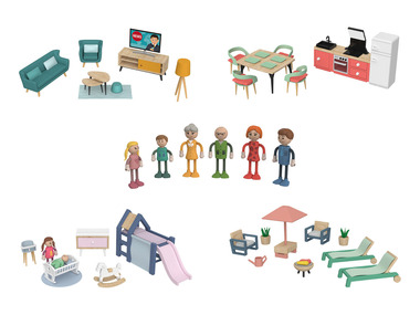 Playtive Set de meubles ou set de poupées en bois