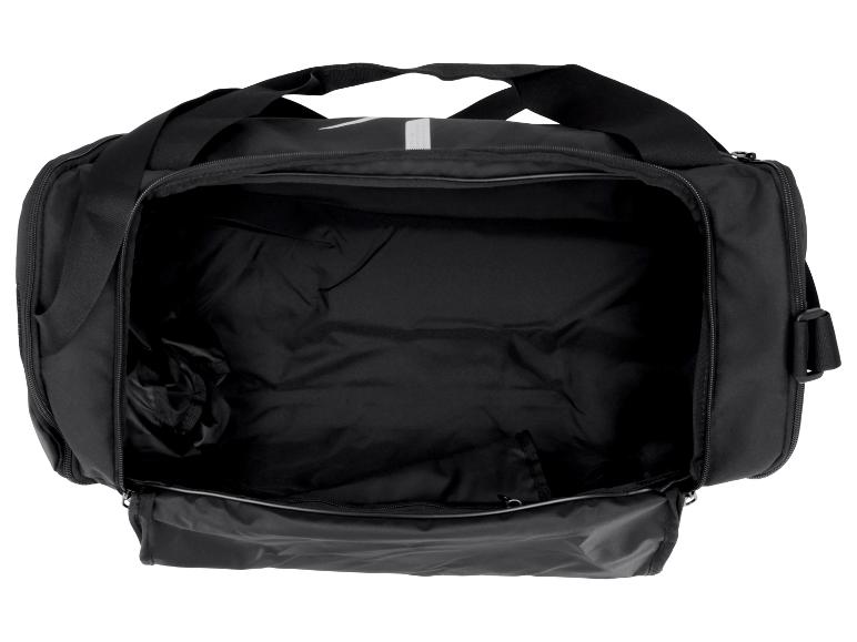 Sac de sport noir avec compartiment principal zippé ouvert
