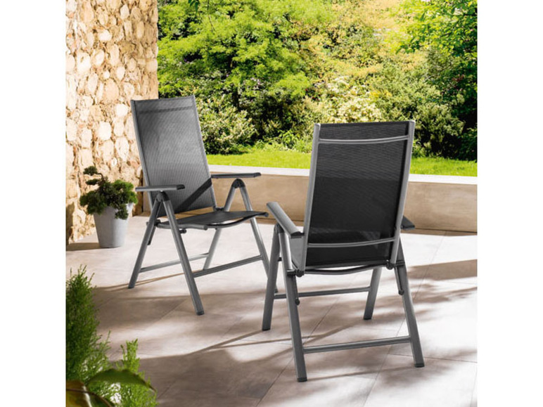 Ga naar volledige schermweergave: Aluminium tuinset zilver/grijs met uittrekbare tafel en 6 relaxstoelen Houston LIVARNO home - afbeelding 11