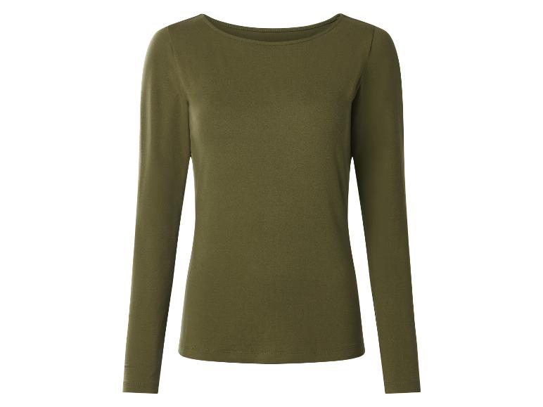 Olijfgroene top met lange mouwen en boothals