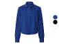 Chemise bleue brodée à manches longues avec col et boutons