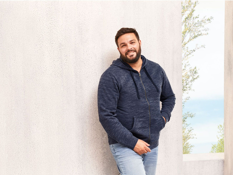 Ga naar volledige schermweergave: LIVERGY® Sweater met rits en kap van een katoenmix - afbeelding 3