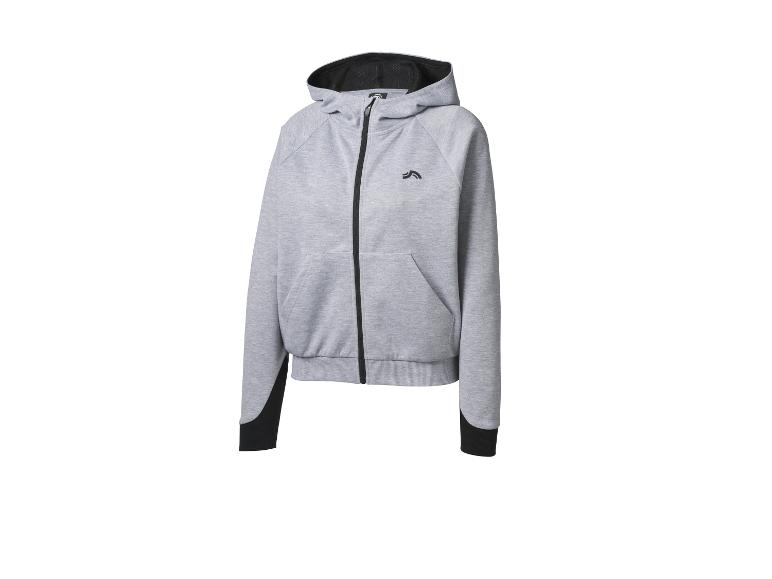 Sweat à capuche Crivit gris avec fermeture éclair et poignets noirs