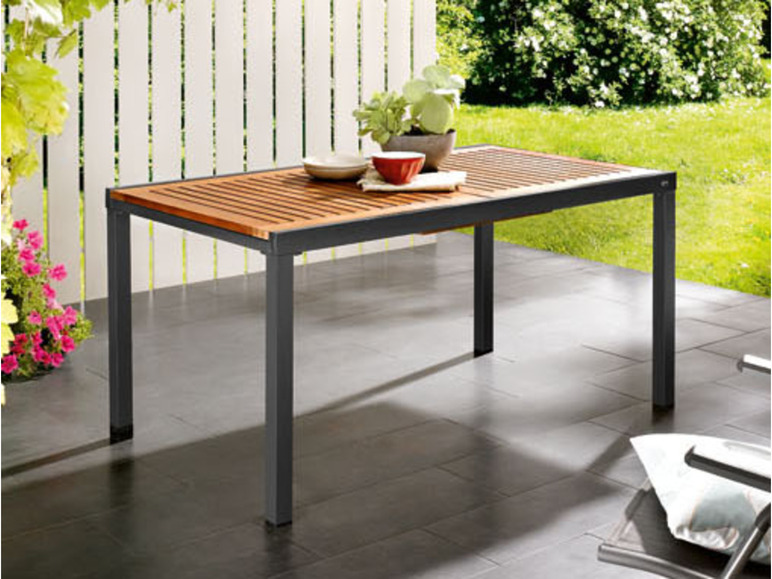 Aller en mode plein écran LIVARNO home Table de jardin en aluminium »Valencia«, plateau en bois extensible - Photo 2