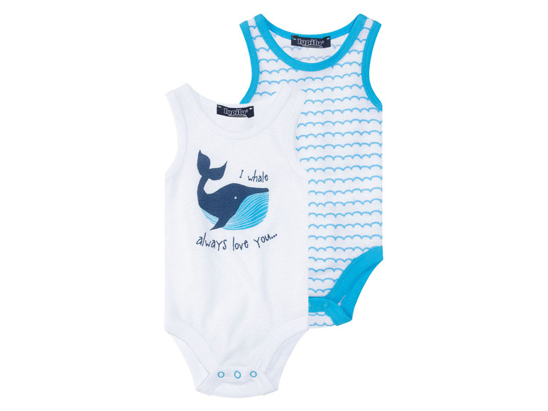 Aller en mode plein écran lupilu® Bodys pour garçons bébés, 2 pièces, en pur coton bio - Photo 2