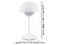 Witte tafellamp met koepelvormige kap, toont afmetingen van 29 cm hoogte en 12 cm basis.