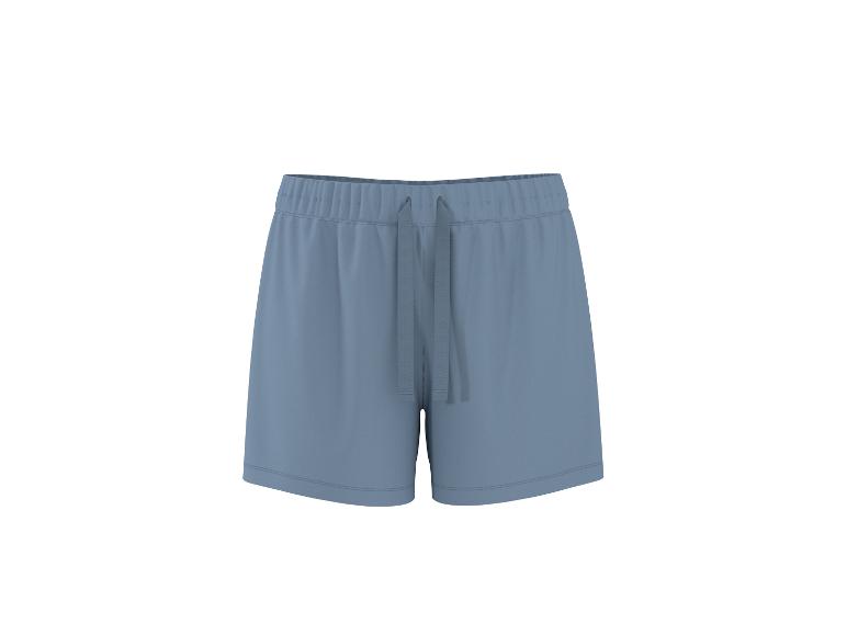 Shorts bleus pour femme avec cordon de serrage à la taille.