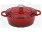 Rode SilverCrest gietijzeren pan met deksel.
