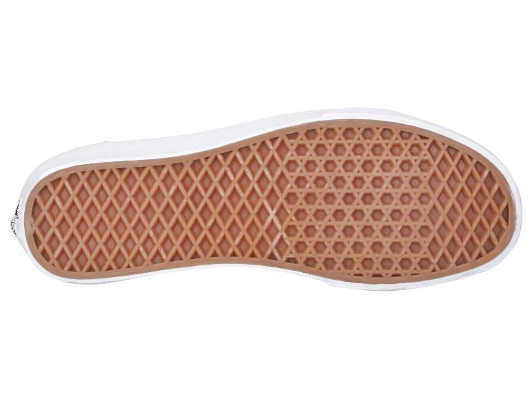 Semelle de chaussure en caoutchouc marron avec motif diamant et hexagonal sur fond blanc.