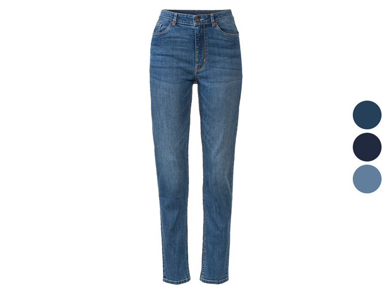 Donkerblauwe skinny jeans voor dames.