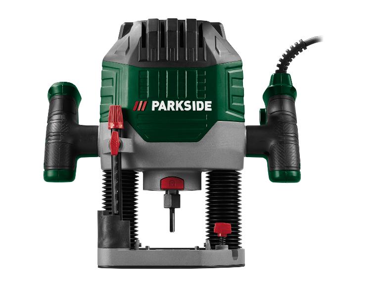 Parkside bovenfrees met donkergroene en grijze behuizing en zwarte handvatten.