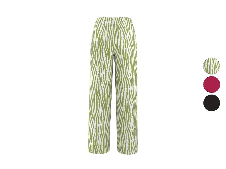 Damesbroek met groen-witte zebraprint, met effen kleuropties