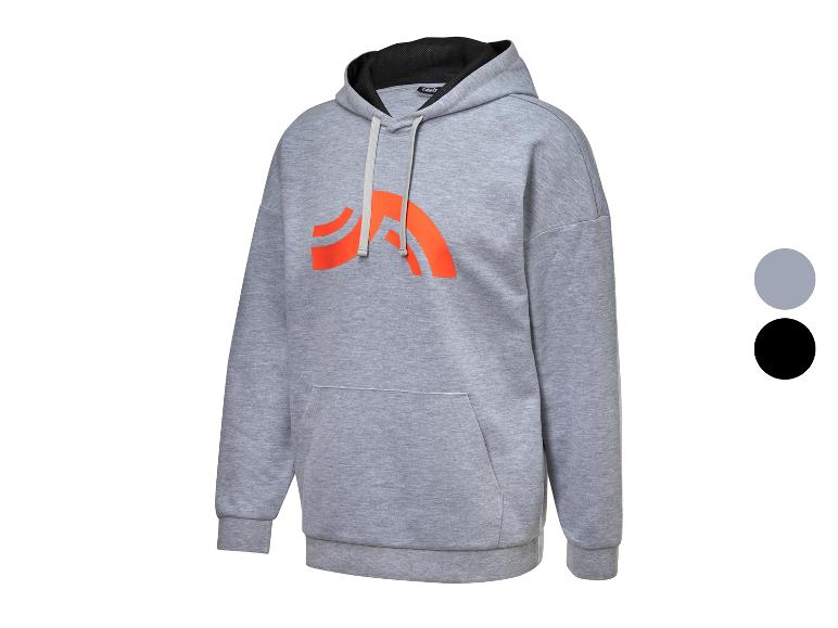 Grijze Crivit hoodie met oranje logo.