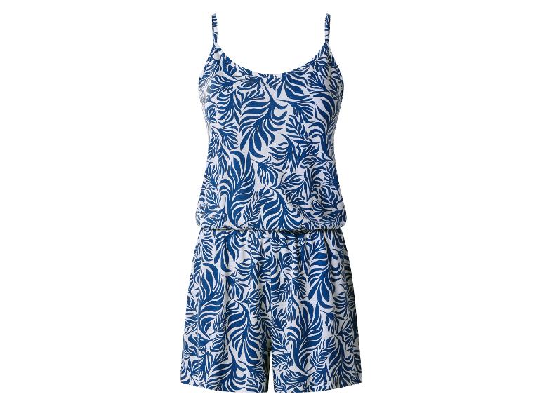 Combinaison femme à motif feuilles bleues et blanches