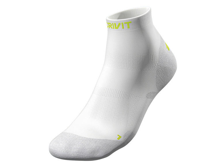 Witte Crivit sokken met gele accenten.