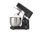 Robot de cuisine Silvercrest noir avec bol en acier inoxydable et affichage numérique.