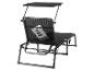 Chaise longue pliante noire avec pare-soleil et poche à magazines