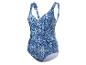 Een blauw-wit paisley badpak.