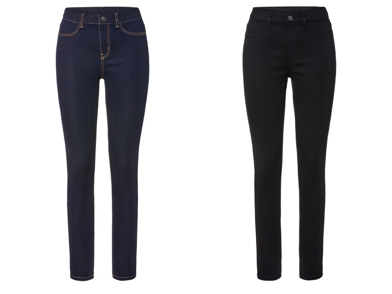 Deux paires de jeans skinny, une en bleu foncé et une en noir.