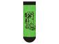 Chaussette verte avec motif de monstre pixelisé noir et texte 'CREEPIN' IT REAL'.