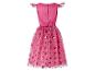 Roze jurk met glitter pootafdrukken en ruches mouwen