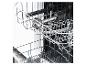 Un mixeur plongeant en métal et noir est posé dans le panier supérieur d'un lave-vaisselle.
