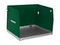 Een groene Parkside gereedschapsbak met een metalen basis.