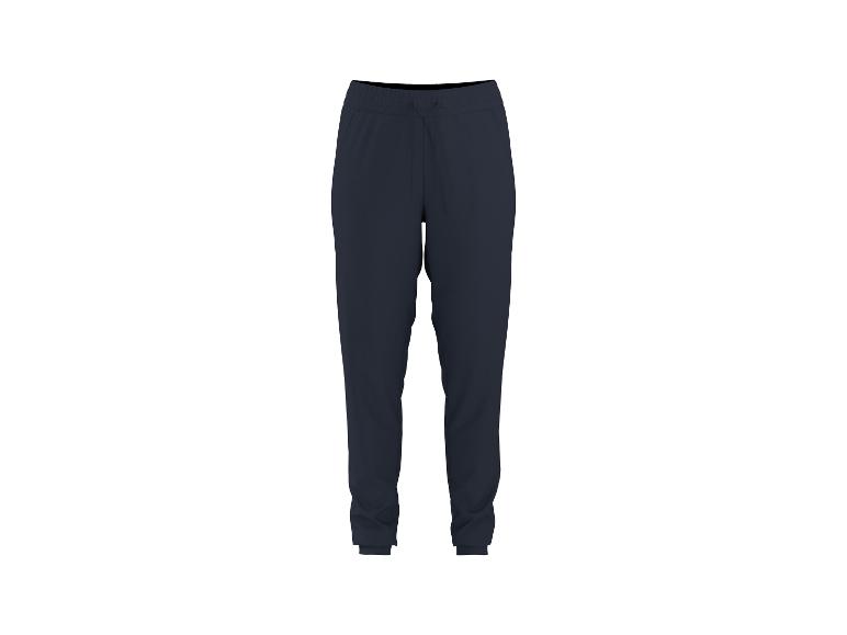 Pantalon de survêtement bleu foncé avec cordon de serrage à la taille, sur fond blanc.