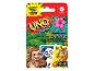 Jeu de cartes UNO Junior dans un emballage thème jungle avec singe, panda et girafe.