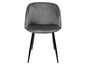 Chaise en velours gris avec des pieds noirs.