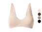 Soutien-gorge beige sans coutures avec bretelles réglables et palette de couleurs.