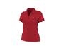 Rood dames poloshirt met een klein wit schelplogo op de borst.