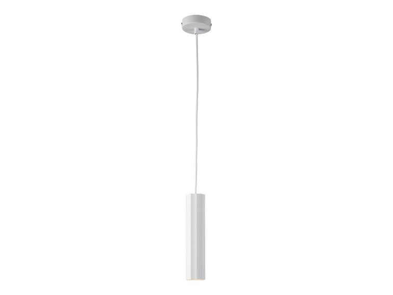 Suspension cylindrique blanche moderne.