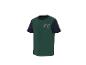Groen T-shirt met blauwe mouwen en het nummer 98 met een voetbal.