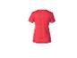 Vue arrière d'un t-shirt de sport rouge à manches courtes avec des points réfléchissants sur le haut du dos