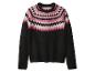 Zwarte trui met roze en wit Fair Isle patroon