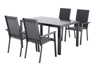 LIVARNO home Ensemble de jardin Houston/Toronto : table de jardin avec 4 chaises empilables