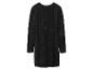 Robe noire à manches longues, aspect duveteux et brillant