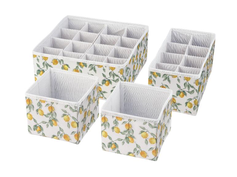 Opbergdozen met vakjes, citroenen print.