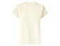 T-shirt femme crème à manches courtes avec broderie anglaise aux épaules