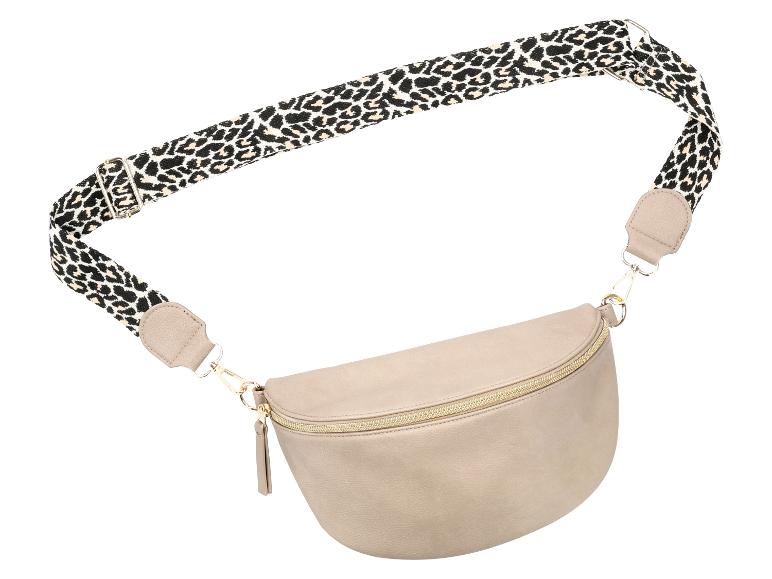 Sac banane beige avec sangle imprimé léopard